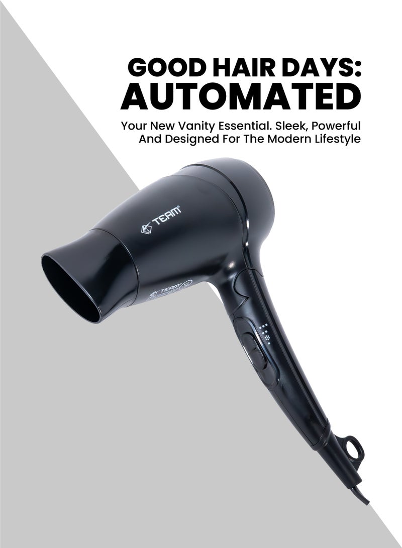 تيم Team Professional Hair Dryer 1400W | Powerful Lightweight Hair Blower with Concentrator Nozzle | 2-Speed Heat Settings | Compact Travel Hair Dryer for Fast Drying | 220–240V - Image 3